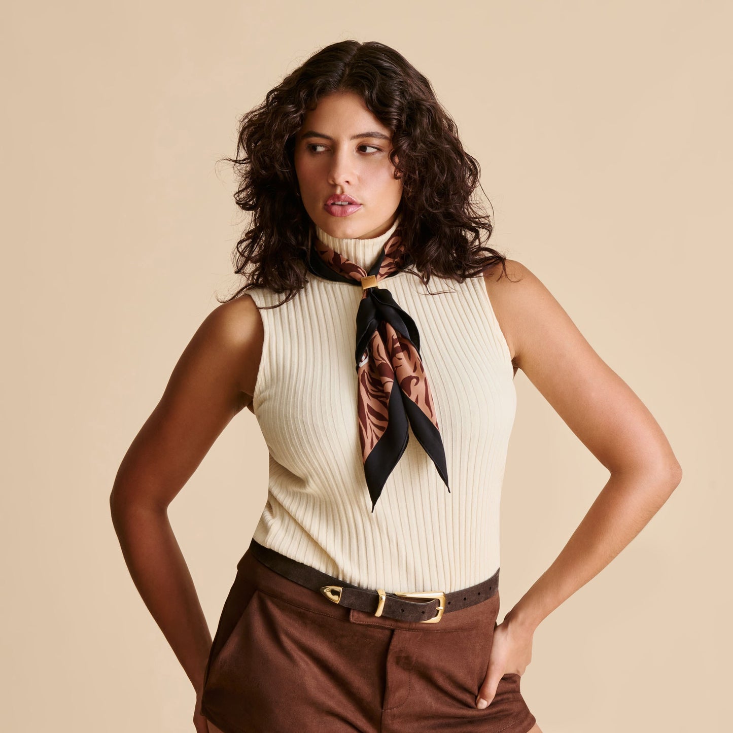 Animal Print Brown Multi Silk Scarf Dolce Vita