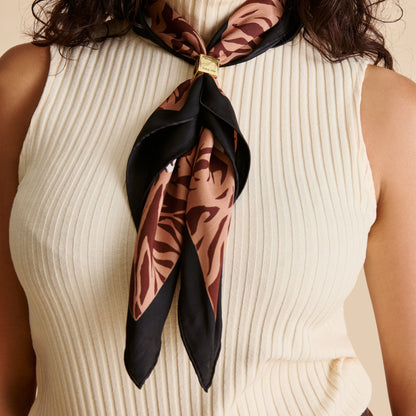 Animal Print Brown Multi Silk Scarf Dolce Vita