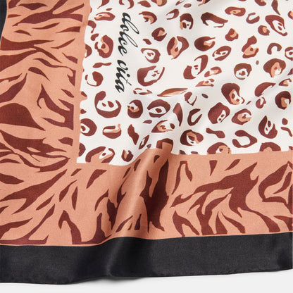 Animal Print Brown Multi Silk Scarf Dolce Vita