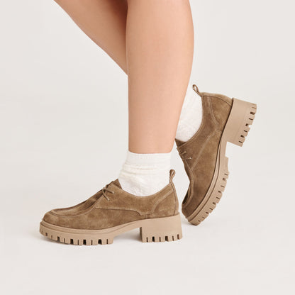 Milza Olive Suede Loafers Dolce Vita