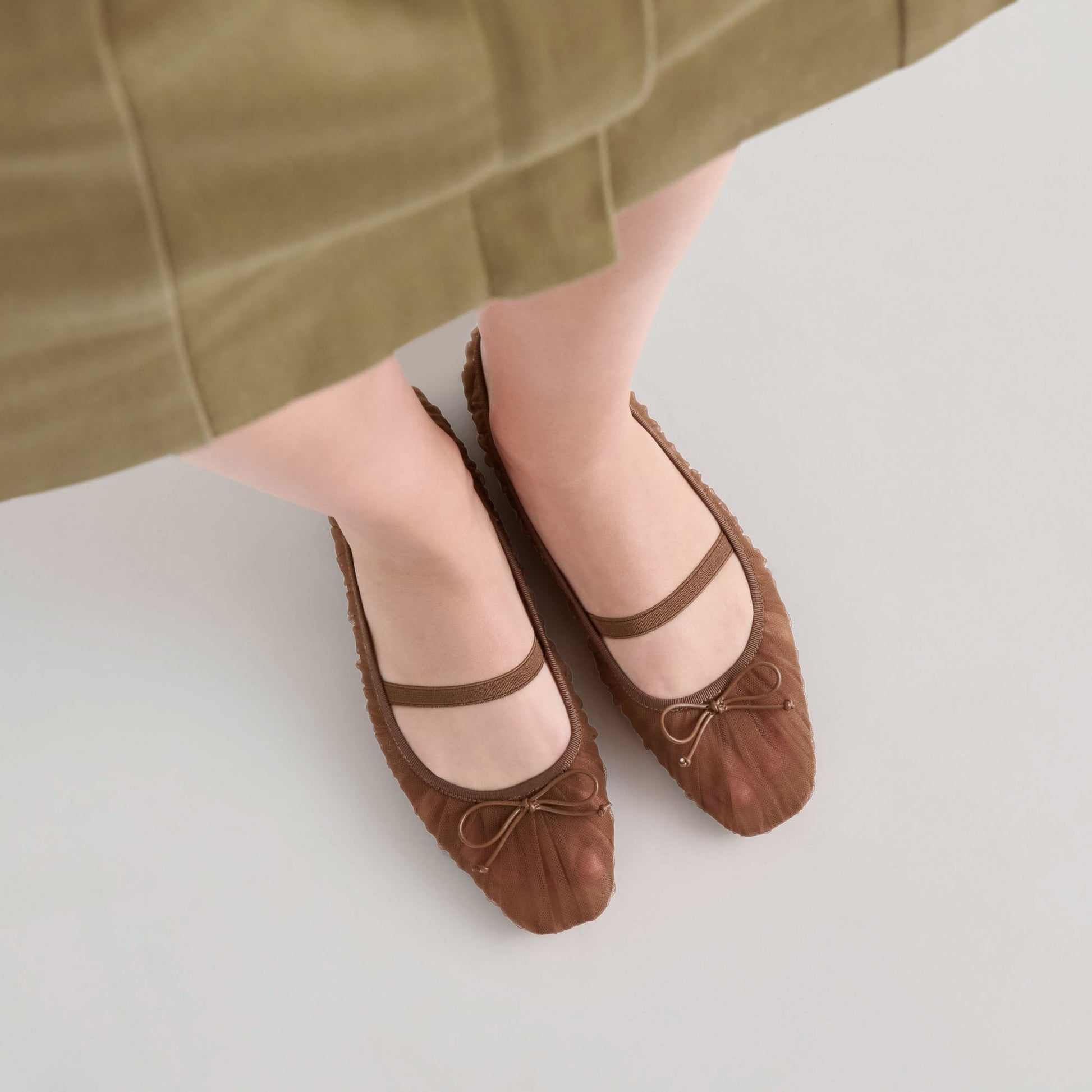 Raeven Mid Brown Tulle Ballet Flats Dolce Vita