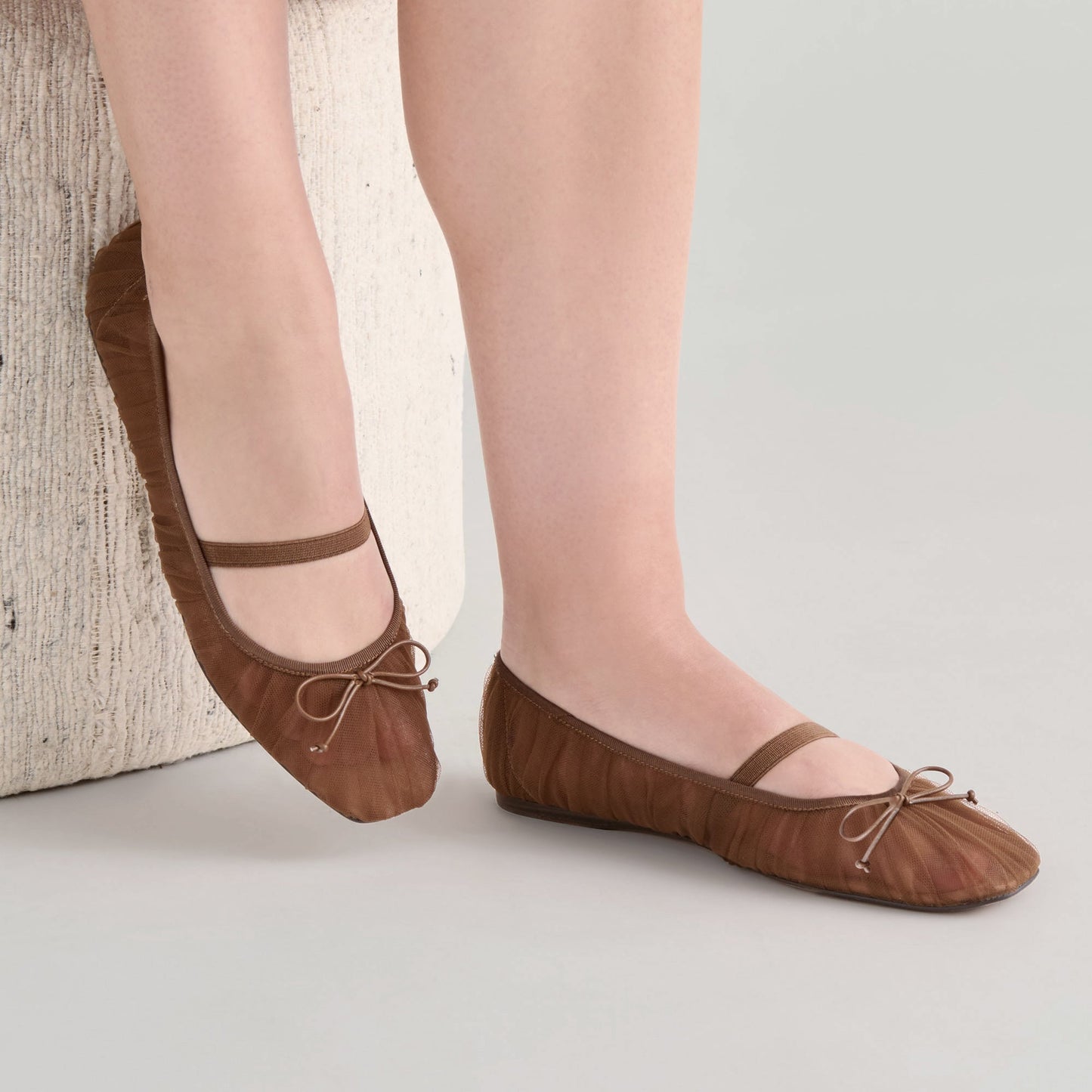 Raeven Mid Brown Tulle Ballet Flats Dolce Vita