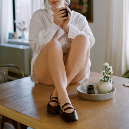 BAYLEE BALLET FLATS BLACK LEATHER Dolce Vita