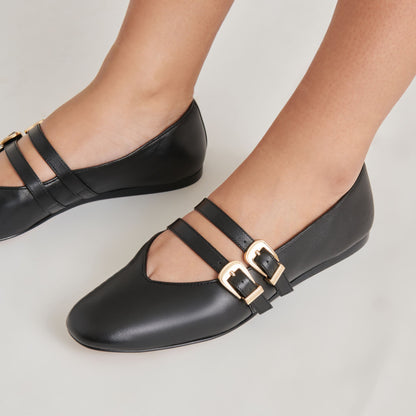 BAYLEE BALLET FLATS BLACK LEATHER Dolce Vita