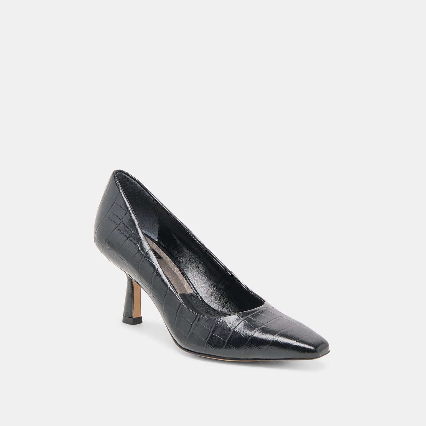 Briona Noir Croco Embossed Leather Heels Dolce Vita