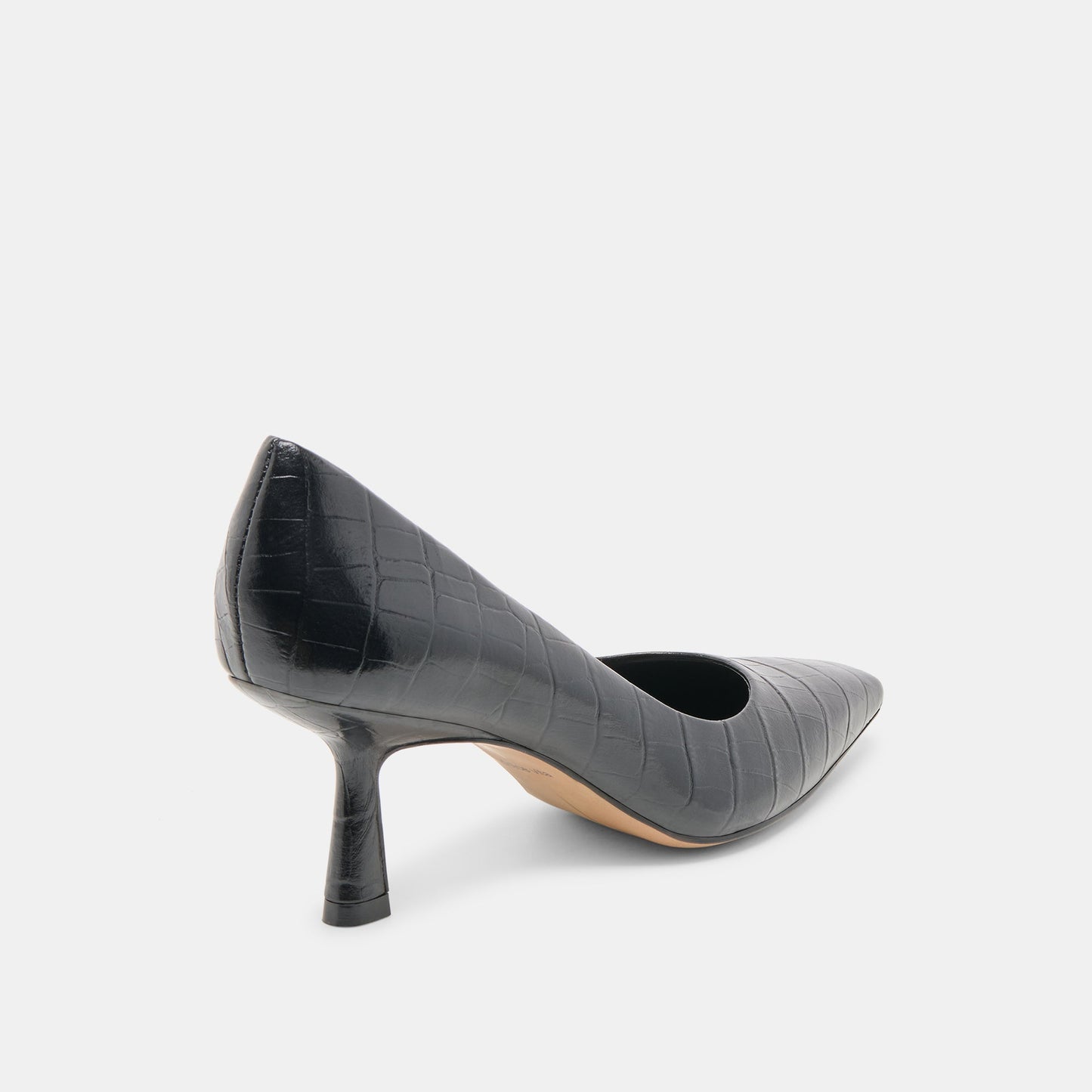 Briona Noir Croco Embossed Leather Heels Dolce Vita