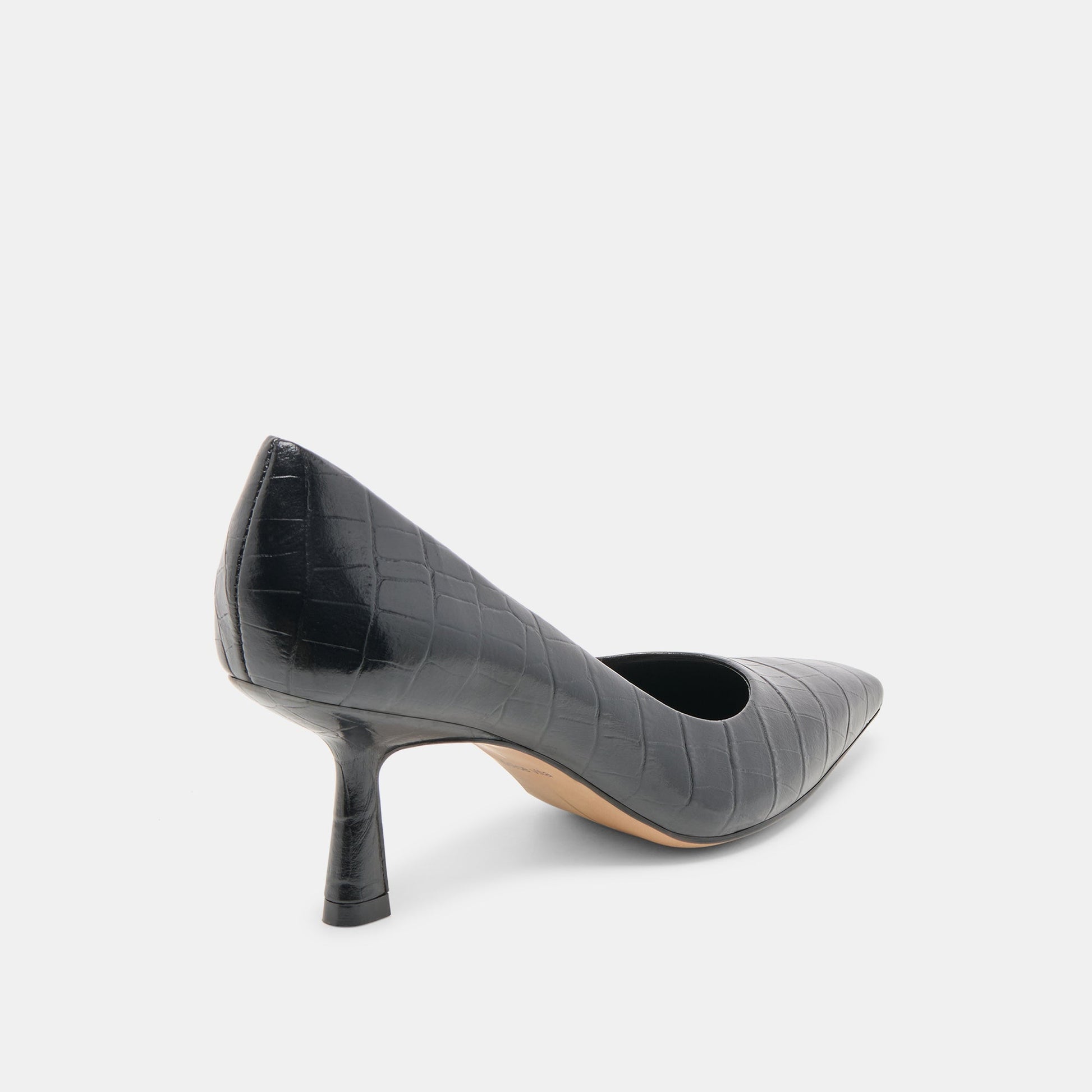 Briona Noir Croco Embossed Leather Heels Dolce Vita