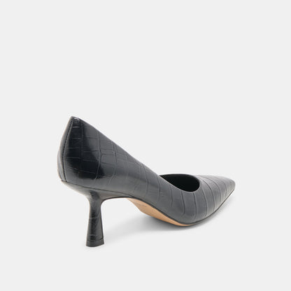 Briona Noir Croco Embossed Leather Heels Dolce Vita