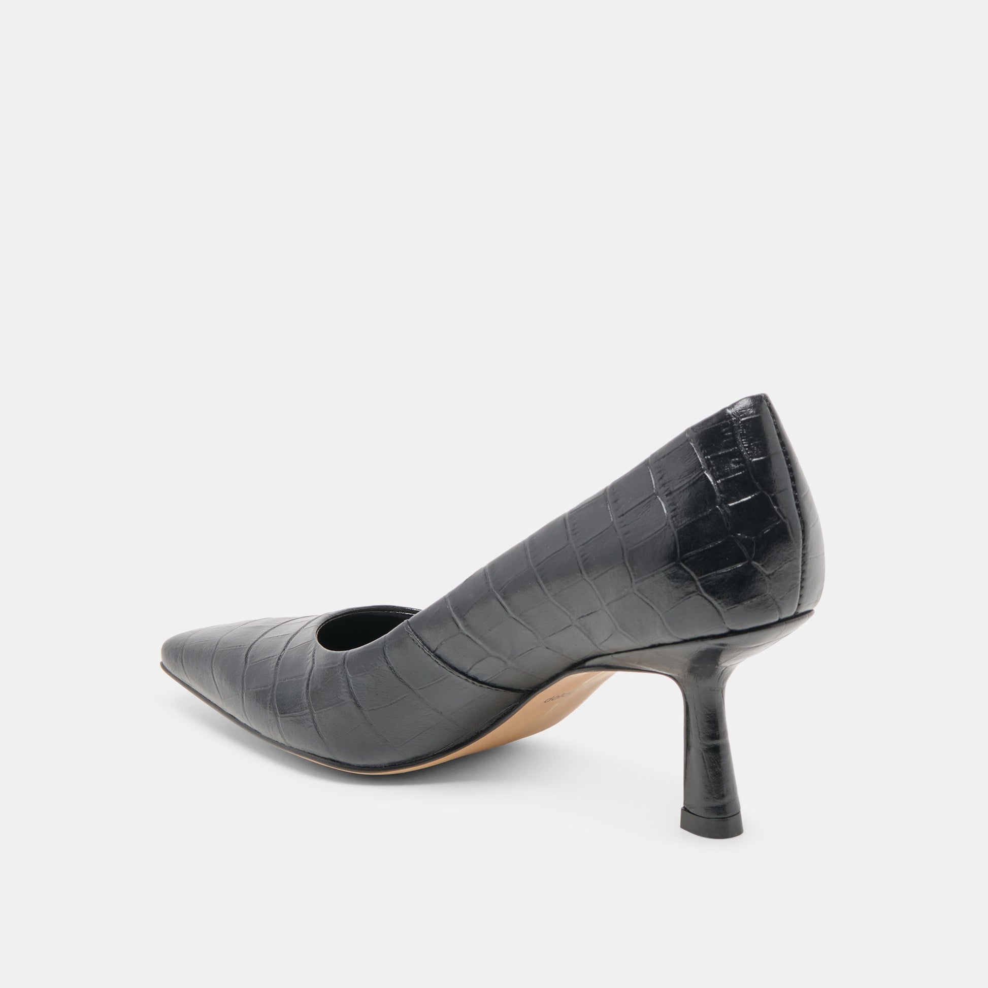 Briona Noir Croco Embossed Leather Heels Dolce Vita