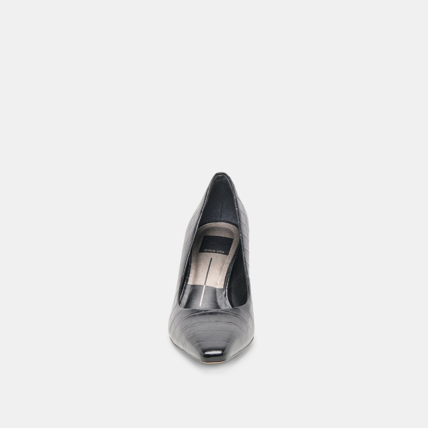 Briona Noir Croco Embossed Leather Heels Dolce Vita