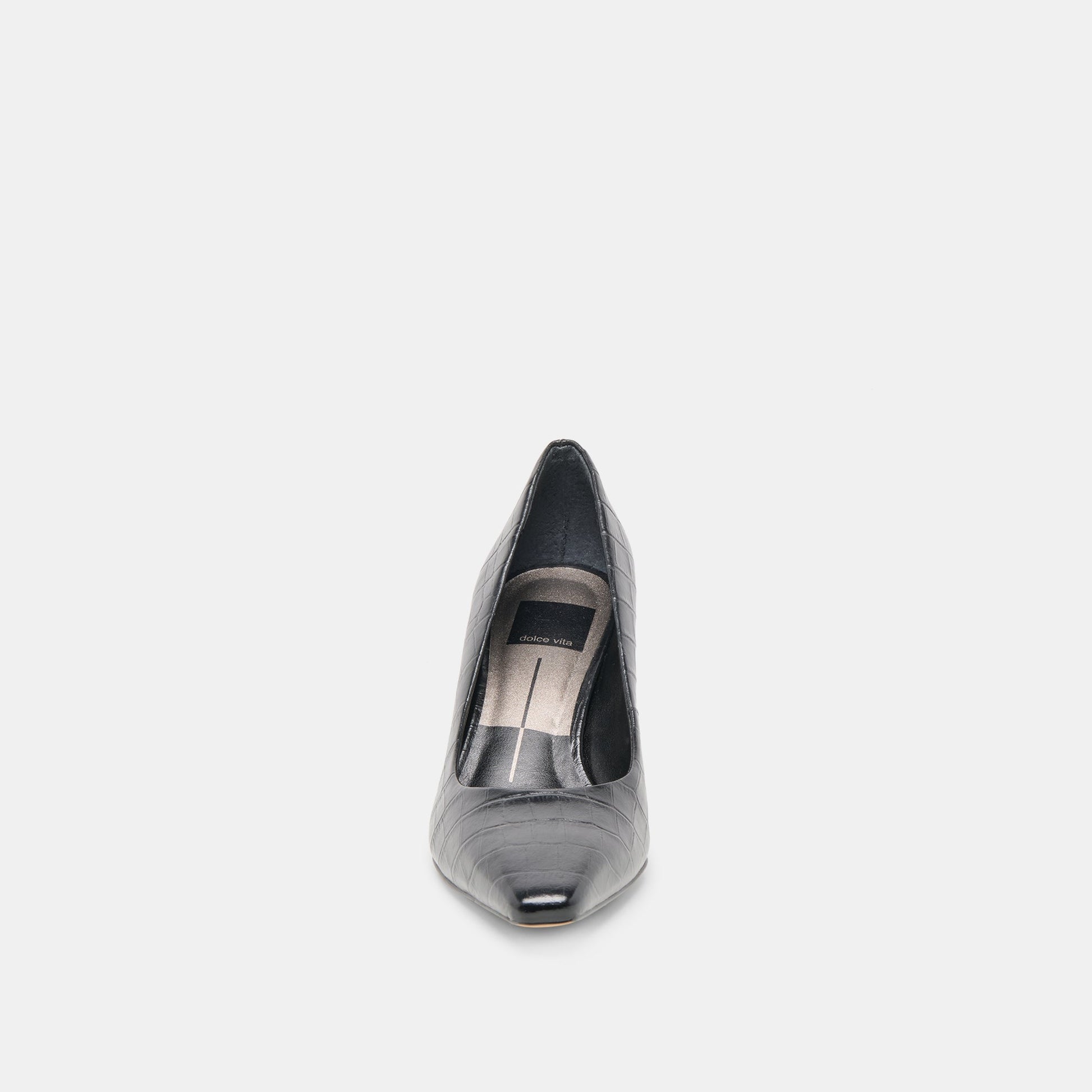 Briona Noir Croco Embossed Leather Heels Dolce Vita