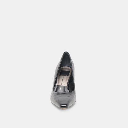 Briona Noir Croco Embossed Leather Heels Dolce Vita