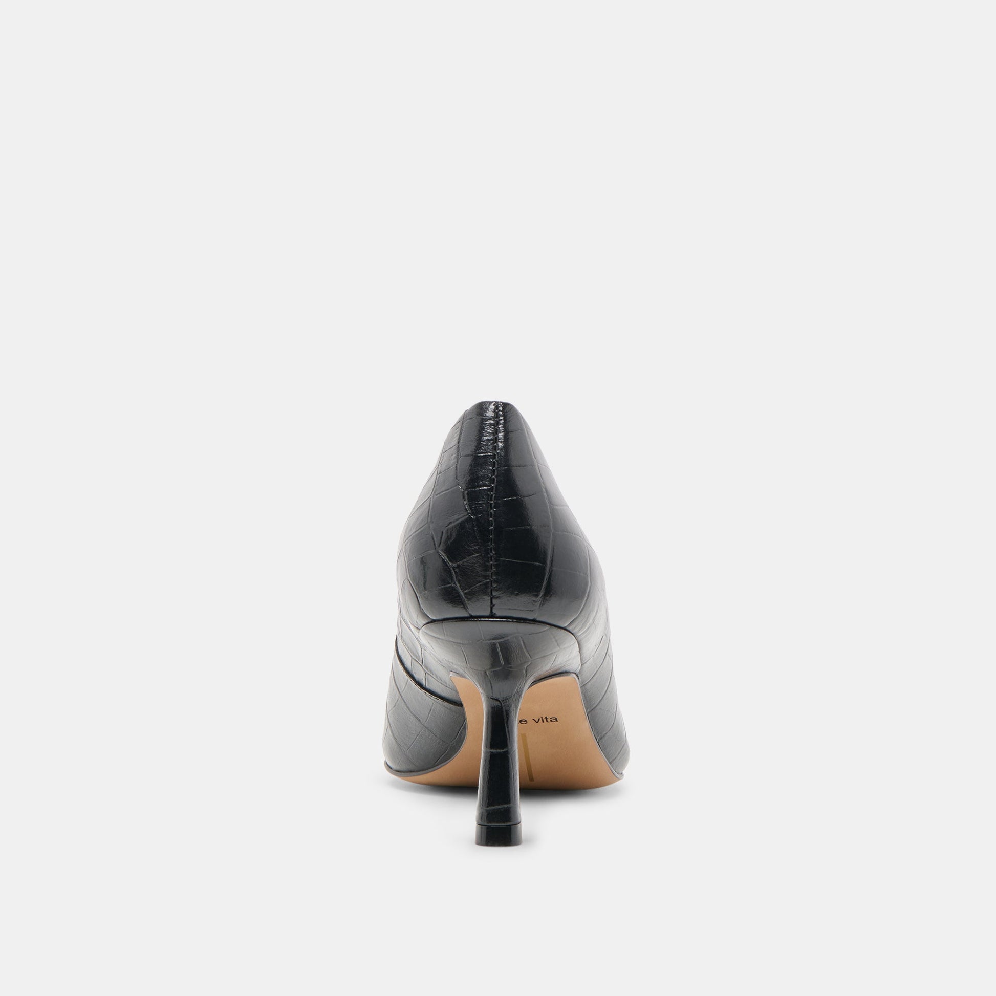Briona Noir Croco Embossed Leather Heels Dolce Vita