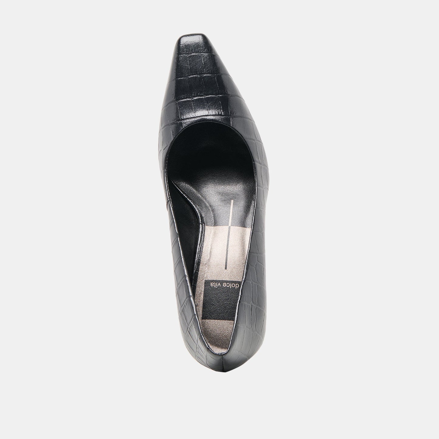 Briona Noir Croco Embossed Leather Heels Dolce Vita