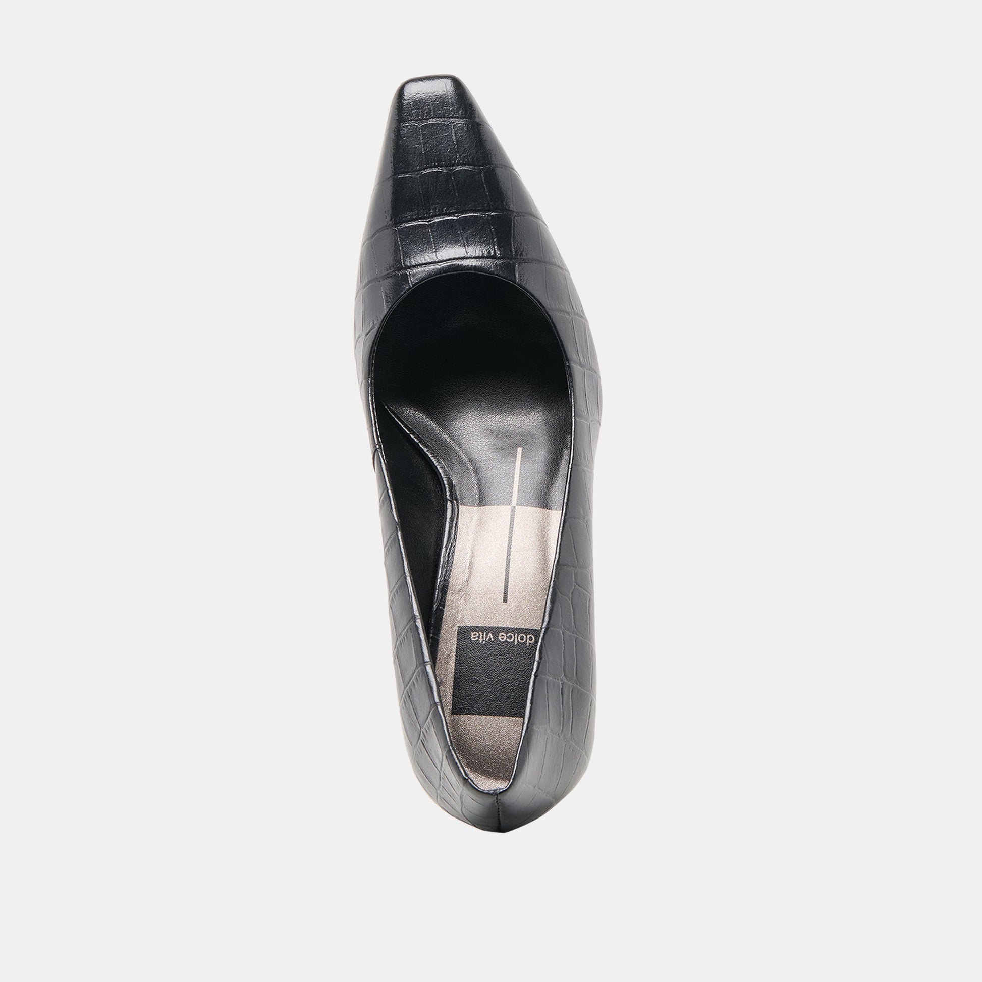 Briona Noir Croco Embossed Leather Heels Dolce Vita